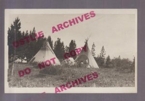 rppc c1910 INDIAN VILLAGE Indians PAINTED TEPEES Tepee Design Native Americans