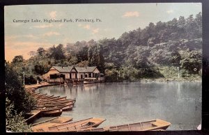 Vintage Postcard 1911 Carnegie Lake, Highland Park, Pittsburg, PA