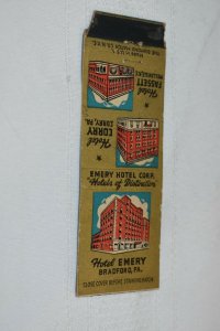 Hotel Emery Hotel Corry Hotel Fassett 20 Strike Matchbook Cover