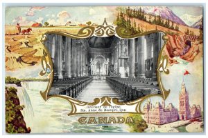 c1910 Church Interior Ste. Anne De Beaupre Canada Multiview Background Postcard