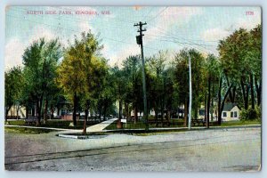 1911 Northside Park Railroad Pathways Electric Post Kenosha Wisconsin Postcard