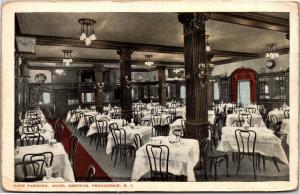 Interior, Cafe Parisien, Hotel Dreyfus, Providence RI Vintage Postcard I10