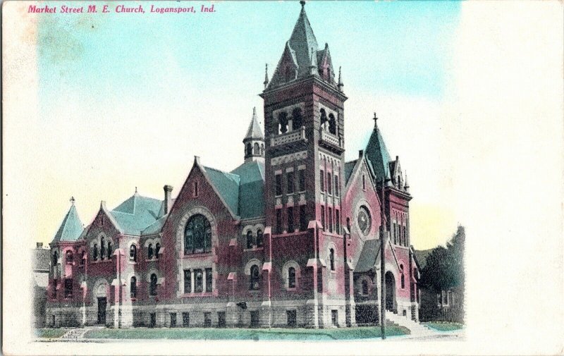 Market Street M.E. Church Logansport Indiana Divided Back Vintage Postcard Vtg 