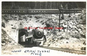 Canadian Pacific Railway, RPPC, Streamliner Train Coming out Lower Spiral Tunnel