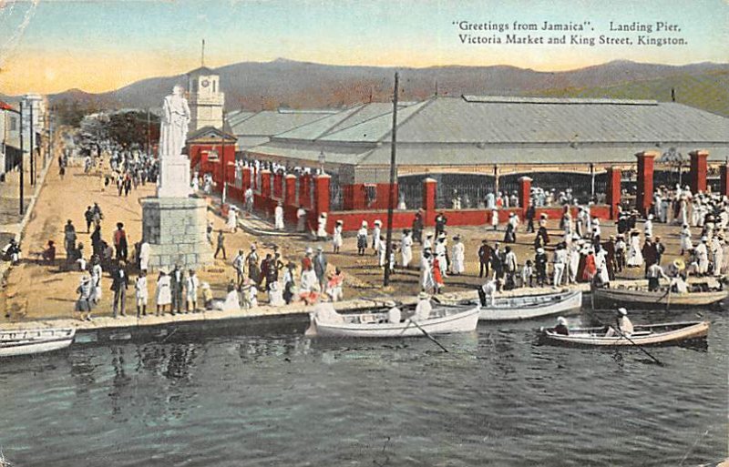 Landing Pier, Victoria Market and King Street Kingston Jamaica Unused 