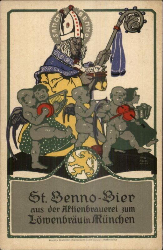 Beer St. Benno Bier Lowenbrau Munchen Munich German Nude Cherubs & King PC