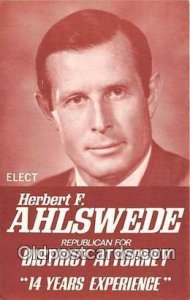 Herbert F Ahlswede Republican, District Attorney Patriotic Unused 