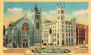 VINTAGE POSTCARD CIRCLE OF ST. MARY'S BAPTIST CHURCH SYRACUSE N.Y. LINEN 1950