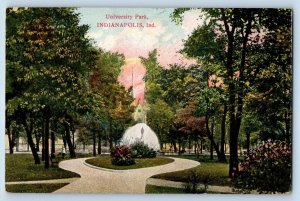 Indianapolis Indiana IN Postcard University Park Fountain Exterior c1908 Vintage