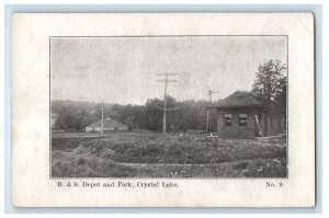 c1910 B&S Depot Station Park Crystal Lake Adirondacks New York NY Postcard 