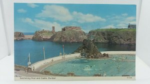 New Outdoor Swimming Pool & Castle Dunbar East Lothian 1970s Vintage Postcard