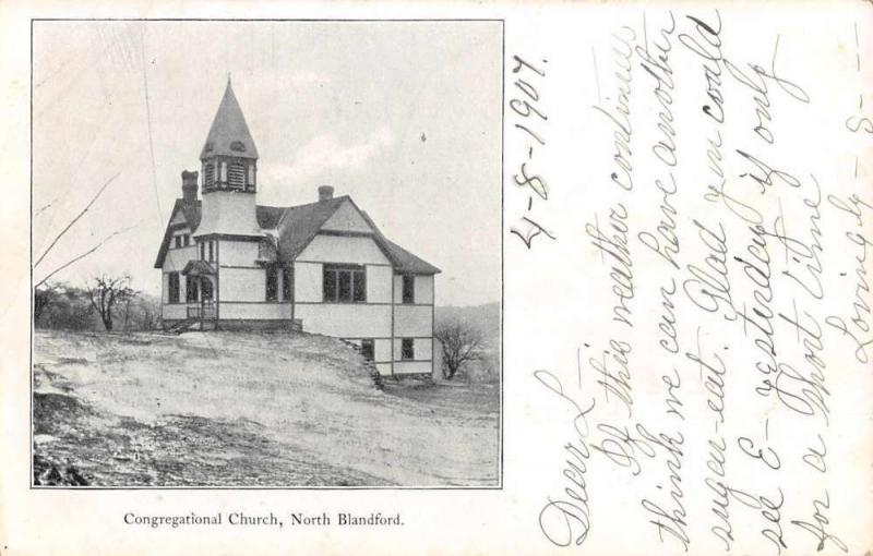 North Blandford Massachusetts Congregational Church Antique Postcard K73091