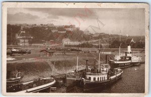 c1910s Koblenz Deutsches Eck Boat Dock SHARP RPPC Steam Ship Lothringen DE A167