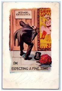 1908 Stage Entrance Man Peeping Tom Embossed Salida CO Posted Antique Postcard 