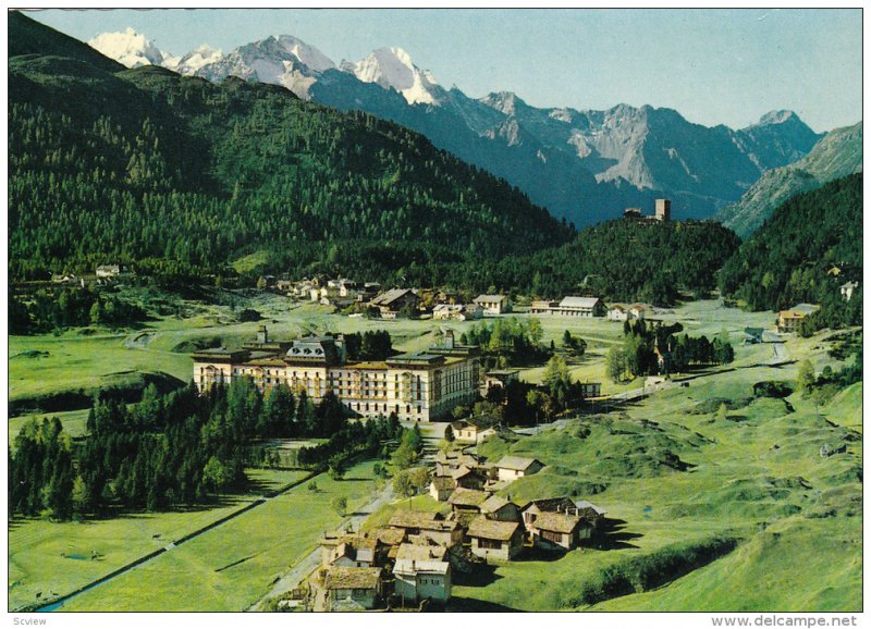 Houses, Mountains, Maloja (Oberengadin), Graubunden, Ostschweiz, Switzerland,...