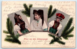 GRUSS AUS dem SCHWARTZWALD, Germany ~ 1903 YOUNG LADIES in COSTUME Postcard