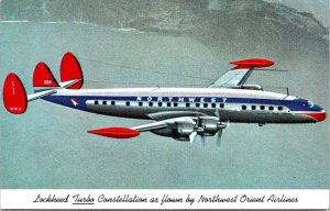Northwest Orient Airlines Lockheed Turbo Constellation Advertising postcard P33 