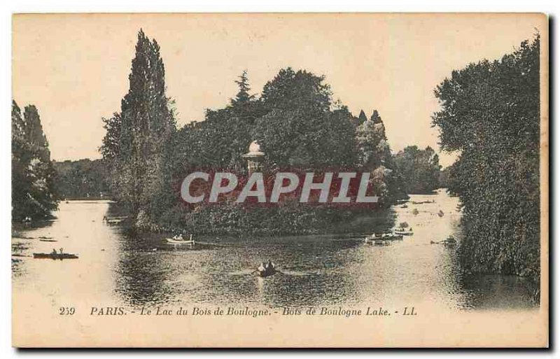 Old Postcard Paris Lake Bois de Boulogne