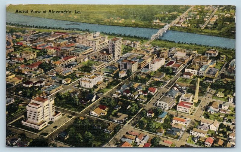 Postcard LA Alexandria Aerial View of City Business District Vintage Linen M06