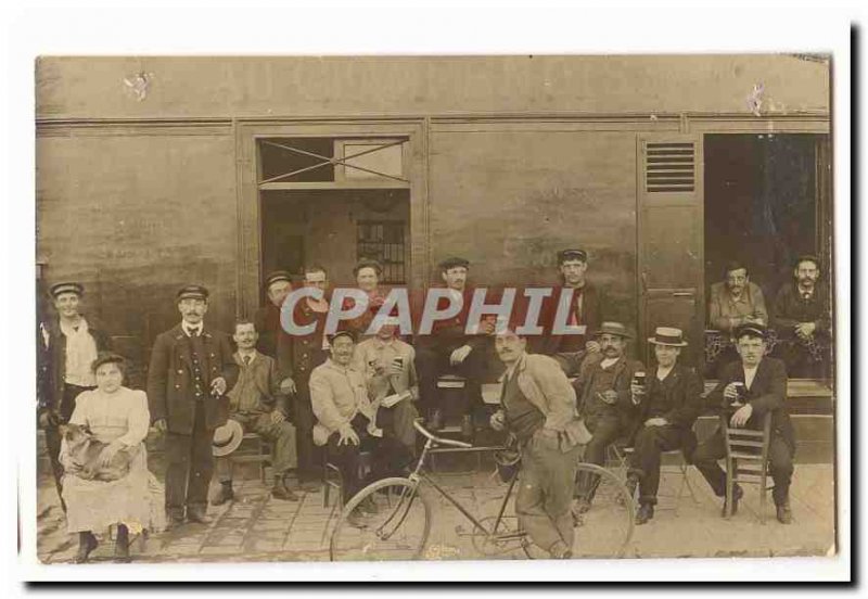 Map Photo Old Postcard Cafe Au Champenois TOP (cyclist cafe) Pyrennes