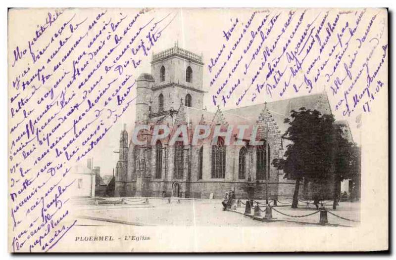 Old Postcard Ploermel The Church