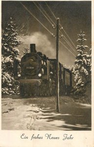 B588 German interwar period New Year greetings postcard train locomotive 1939