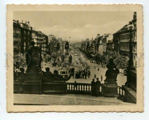 491939 Czechoslovakia Prague Wenceslas square tram cars photo miniature postcard