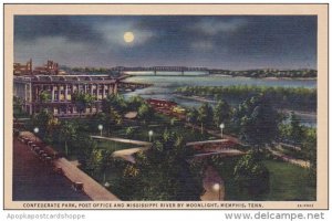 Tennesse Memphis Confederate Park Post Office And Mississippi River By Moonli...
