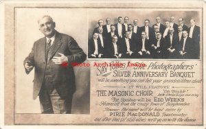 Advertising Postcard, RPPC, Photographers' Silver Anniversary Banquet, Edd Weeks