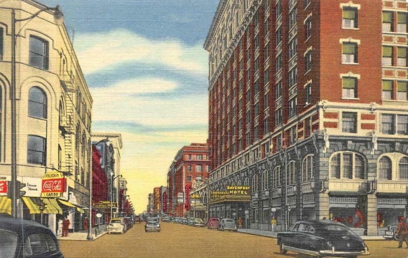 SPOKANE Washington WA   SPRAGUE AVENUE Street Scene  COKECANDY SIGN   Postcard