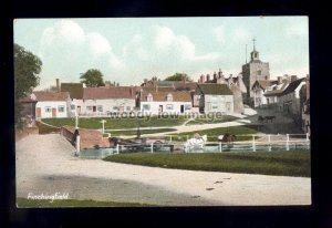 TQ3048 - Essex - Horses at work in Finchingfield Brook, Finchingfield - postcard