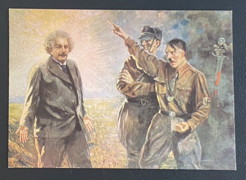 Mint WW 2 Germany Picture Postcard Hitler & Einstein the progress of science