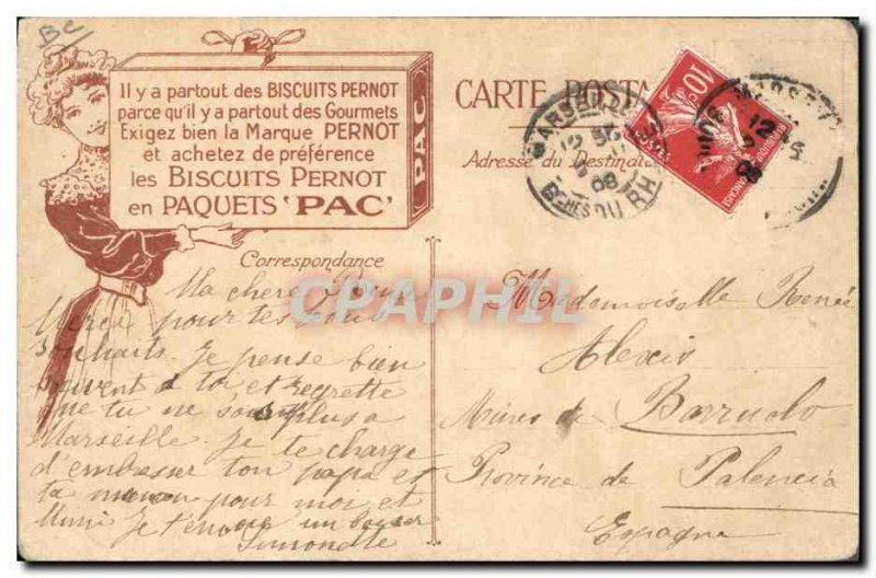 Postcard Old Advertisement Biscuits Pernot Chilean Chile