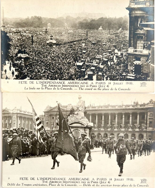 RPPC July 4 Independence Day In Paris Lot Of 6 Parade 1918 Postcards PCBG12B