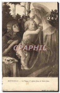 Old Postcard Botticelli Madonna Infant Jesus and St. John