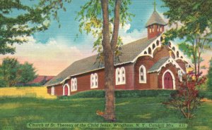 Vintage Postcard 1930s Church of St. Theresa Child Jesus Windham Catskill Mts NY