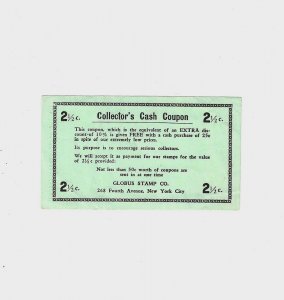 2 1/2 Cent Antique Collector's Cash Coupon Stamps Ephemera