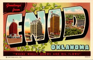 Greetings From Enid Oklahoma Large Letter Linen Curteich