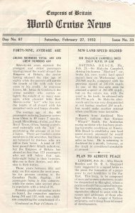 Empress Of Britain Ship 27th February 1932 Old News Guide Bluebird Car