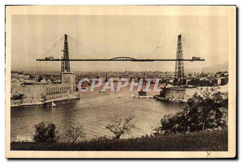 Postcard Old Marseille Transporter Bridge and the Old Port