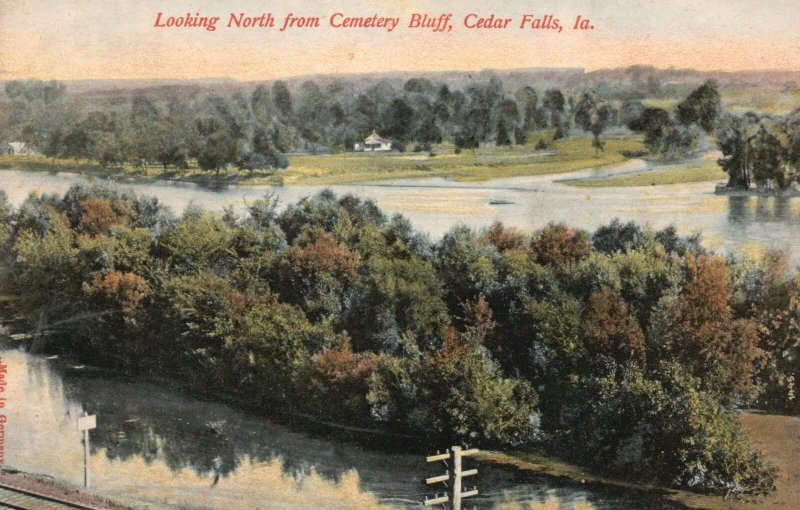 Vintage Postcard 1907 Looking North from Cemetery Bluff Cedar Falls Iowa IA
