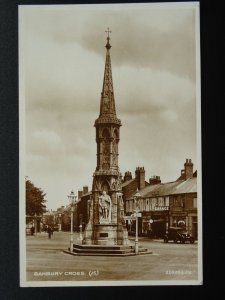 Oxfordshire BANBURY CROSS showing EWINS GARAGE c1920s RP Postcard by Valentine