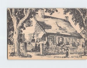 Postcard House Trees Scene Sketch