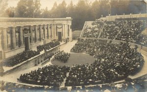 c1908 RPPC Postcard Concert Crowd at Greek Theatre Berkeley CA Alameda County