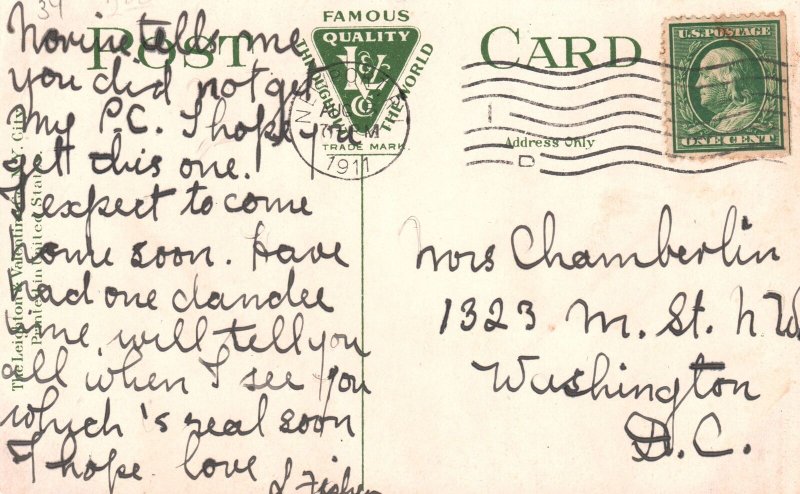 Vintage Postcard 1911 Breakers Residence Of Mrs. Cornelius Vanderbilt Newport RI