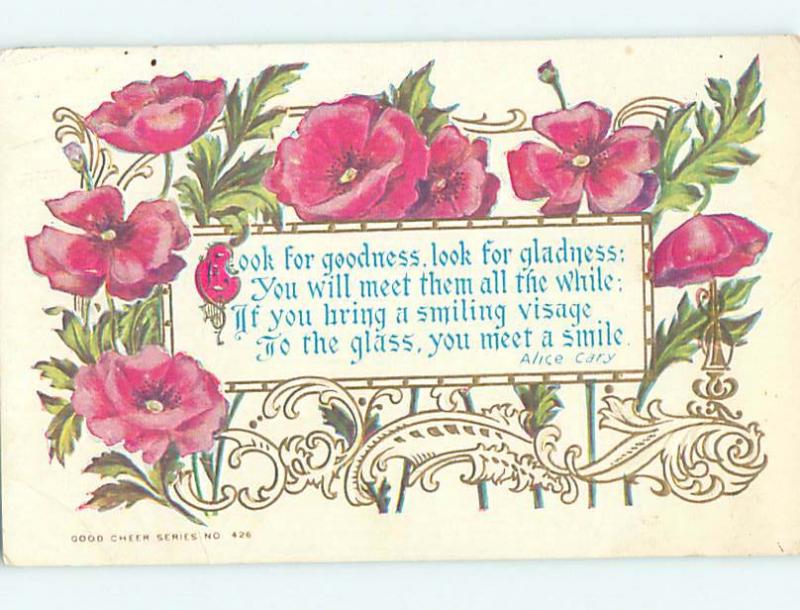 Divided-Back POET ALICE CARY QUOTATION WITH BEAUTIFUL FLOWERS o8701