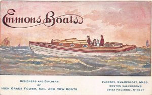 EMMONS BOATS SWAMPSCOTT MASSACHUSETTS ADVERTISING POSTCARD (c. 1905)