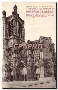 Old Postcard Troyes cathedral St Pierre