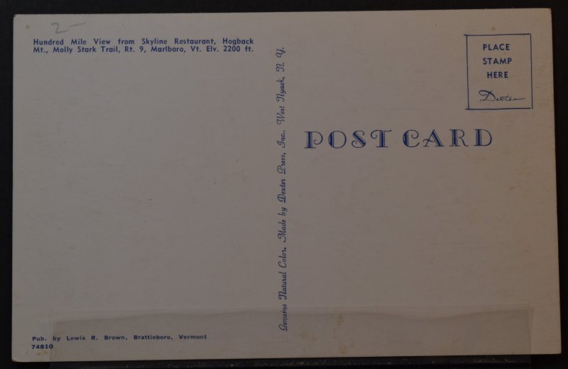 Marlboro, VT - Hundred Mile View from Skyline Restaurant