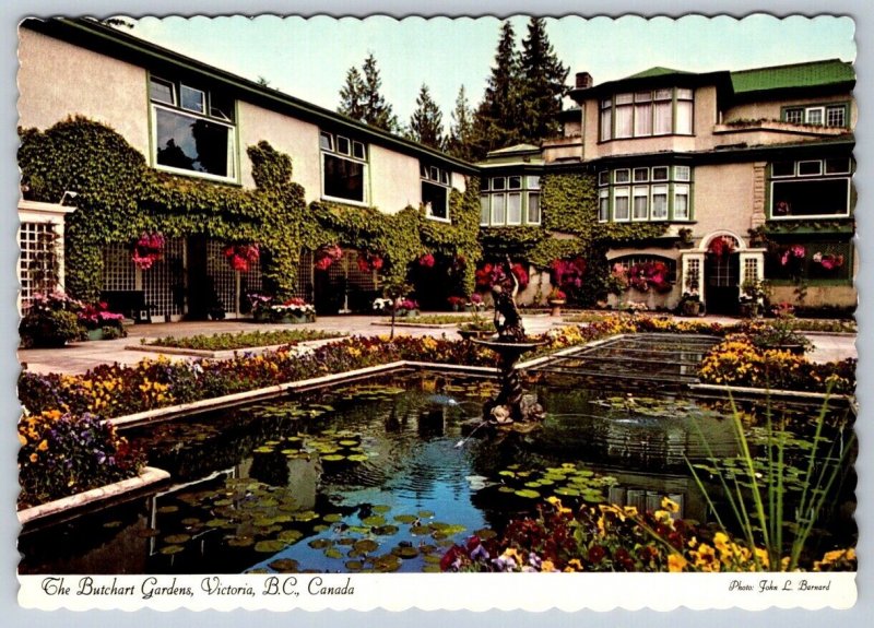 Italian Gardens And Residence, Butchart Gardens, Victoria BC, Chrome Postcard #1